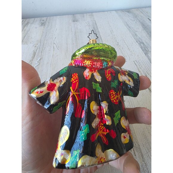 Vintage radko Tahitian tux lei Hawaiian shirt RARE flower ornament glass Xmas tr - Picture 4 of 10